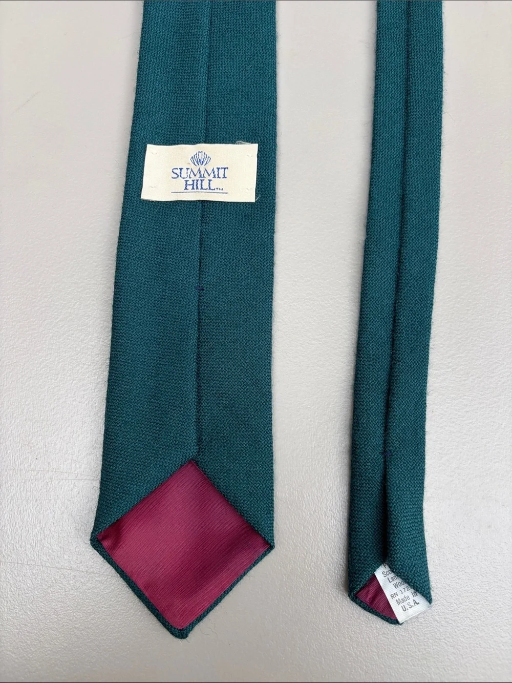 pure Scottish lambs wool Tie - Classic Formal Accessory Men's Solid Teal Woven